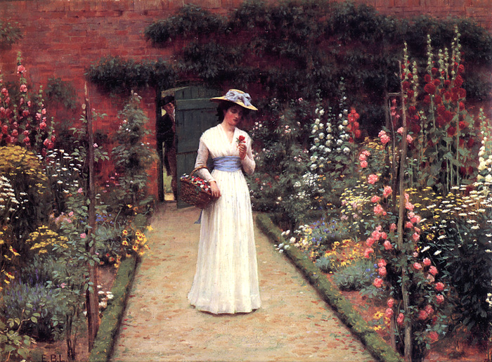 Lady In A Garden by Edmund Blair-Leighton